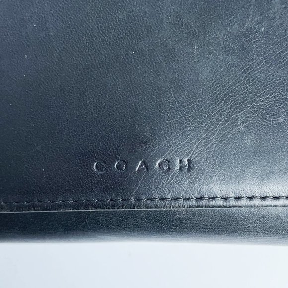 Coach Wallet Long Zip Around Trifold Snap Black Leather Vintage - Picture 3 of 11